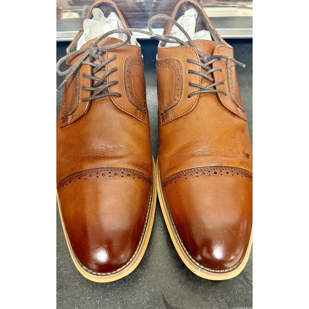 STACY ADAMS Dickinson Oxford Cap Toe - Brown Leather Dress Shoes Men's Size 12